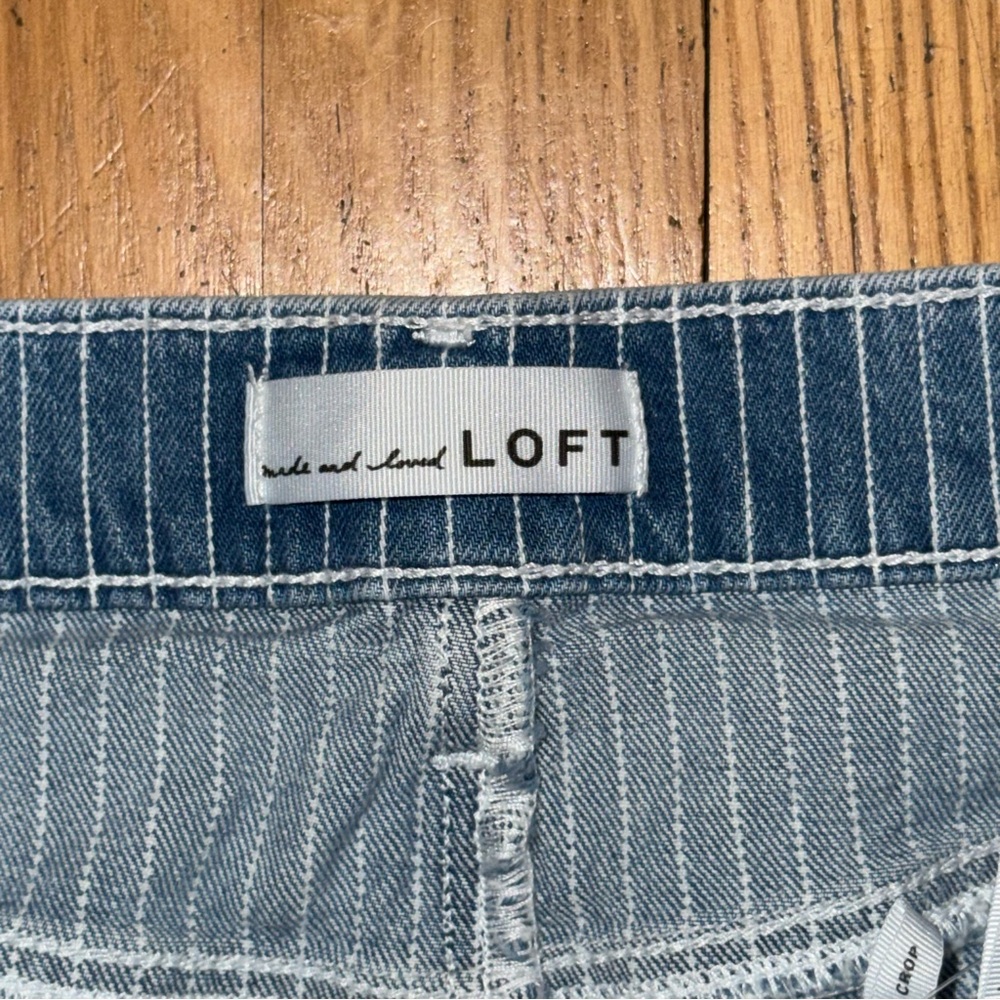 LOFT Blue Striped Flare Jeans - Picture 5 of 11
